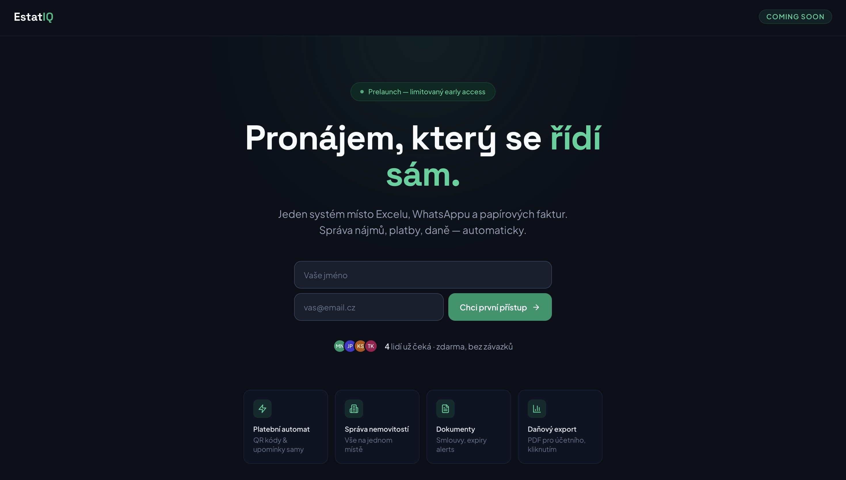 EstatIQ — vlastní produkt pro správu nemovitostí ve fázi prelaunch