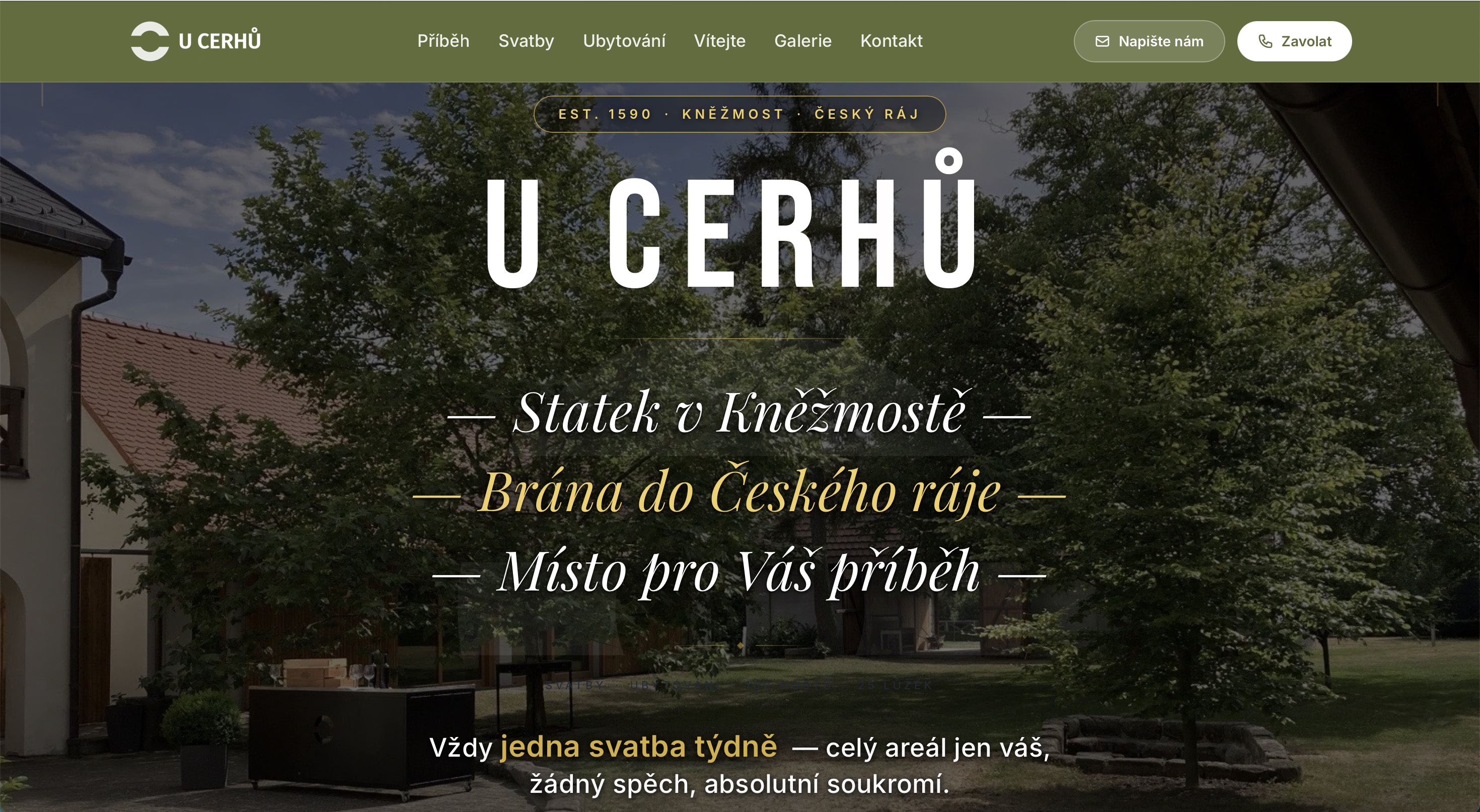 Web na míru pro statek U Cerhů — svatby a ubytování v Českém ráji